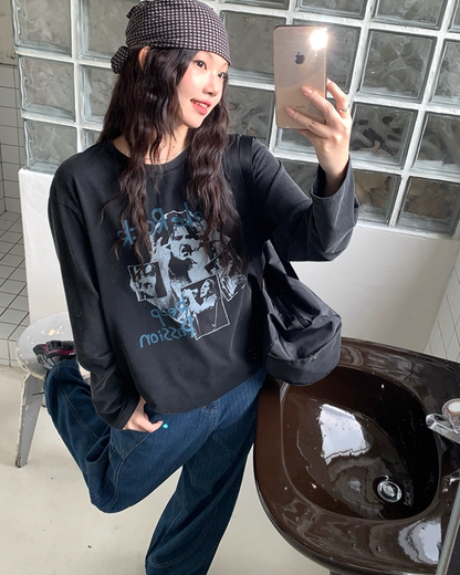 Front Rock Print Tee　B0001