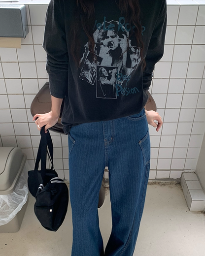 Front Rock Print Tee　B0001