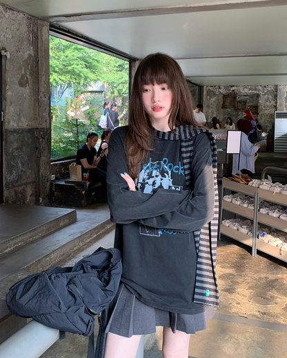 Front Rock Print Tee　B0001