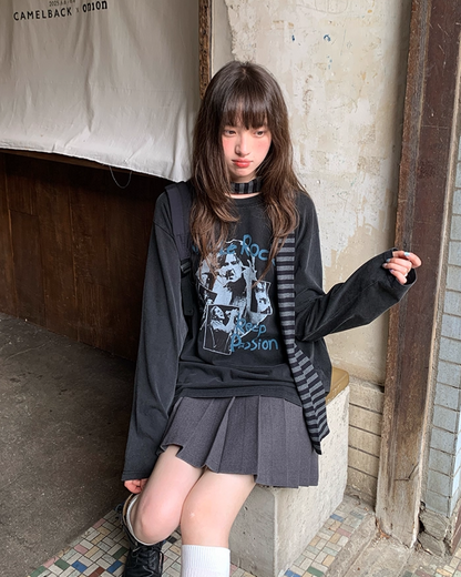 Front Rock Print Tee　B0001