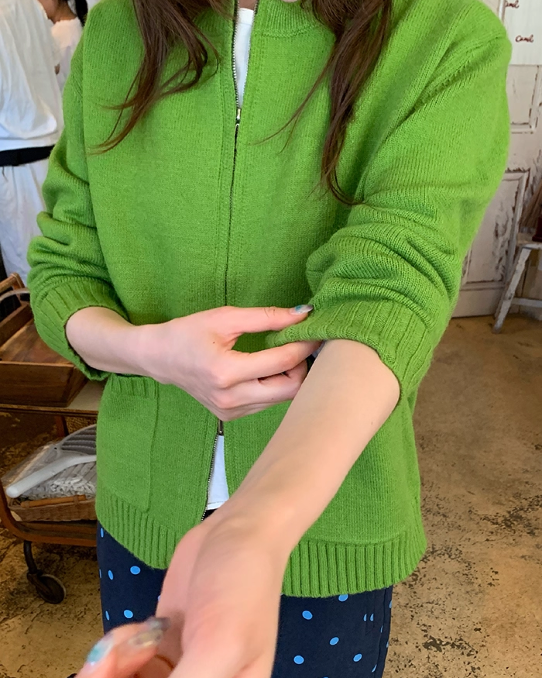 Color Double Zip Knit B0008