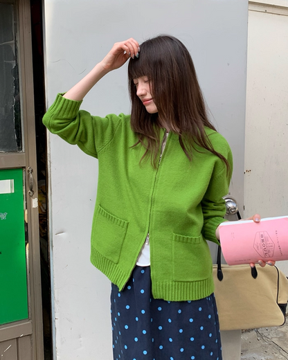 Color Double Zip Knit B0008