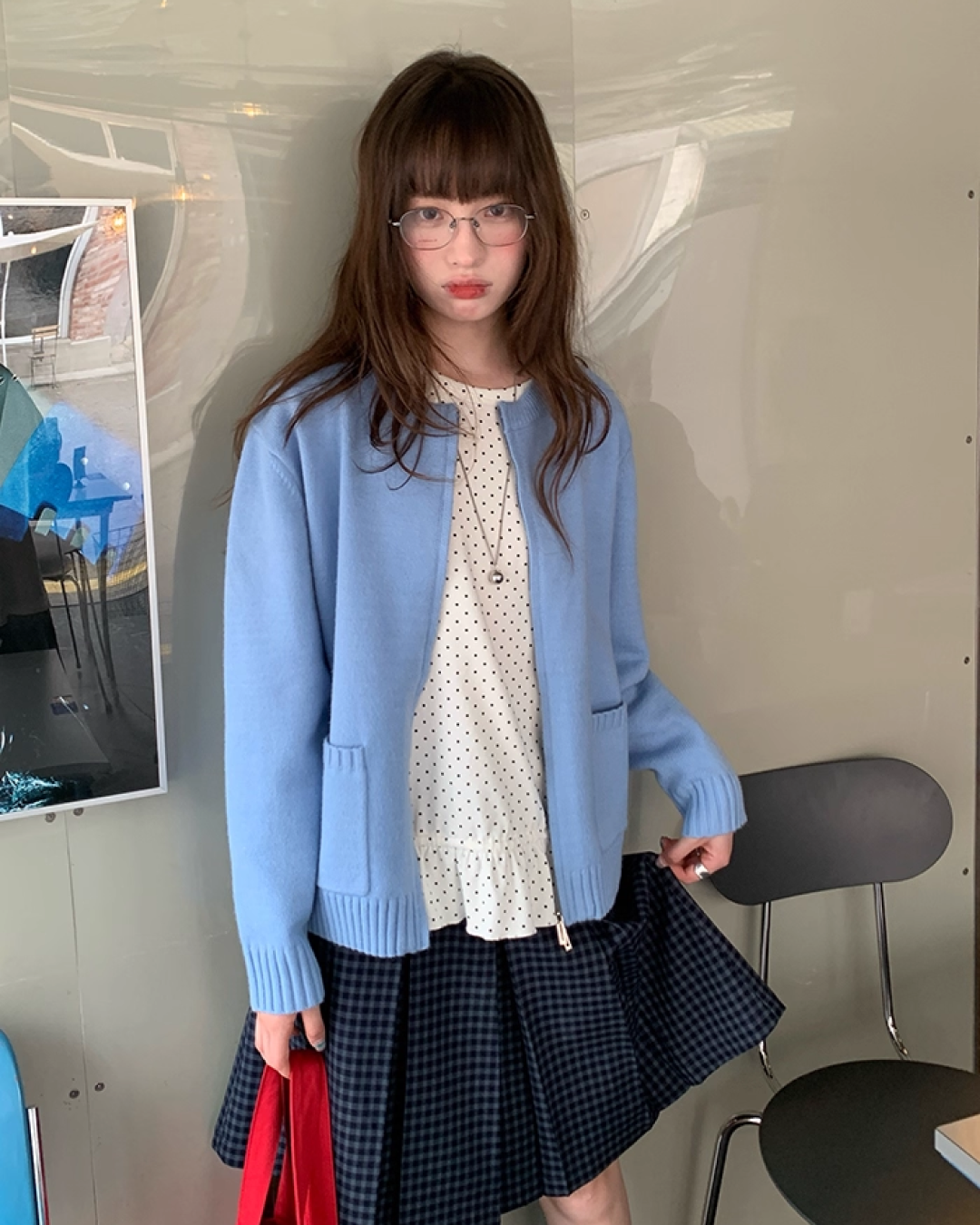 Color Double Zip Knit B0008