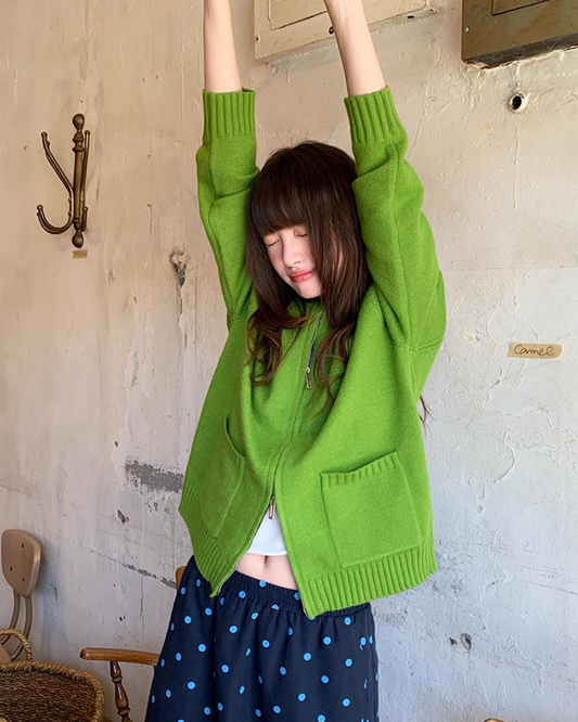 Color Double Zip Knit B0008