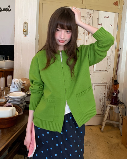 Color Double Zip Knit B0008