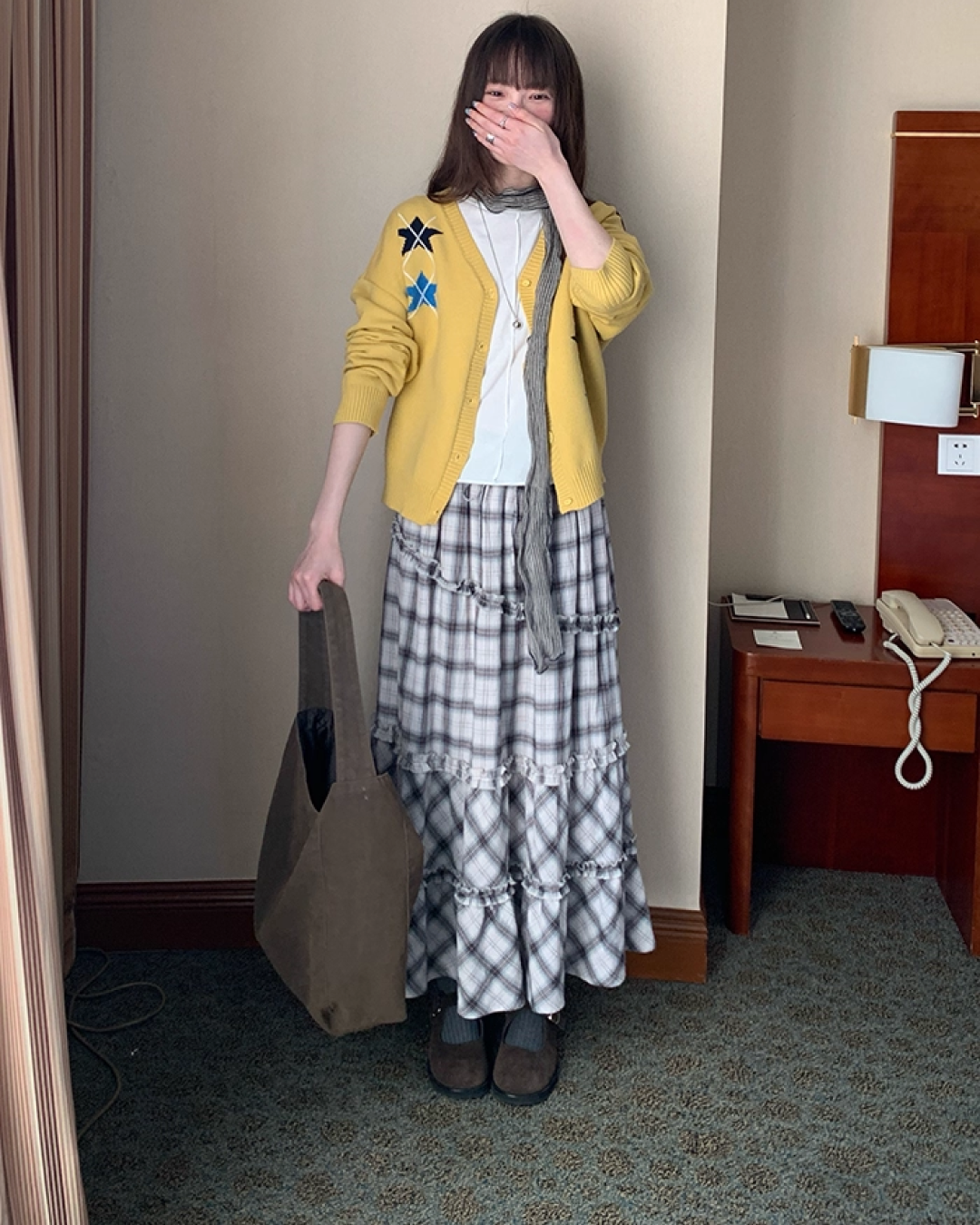 Lace Fabric Check Skirt B0011