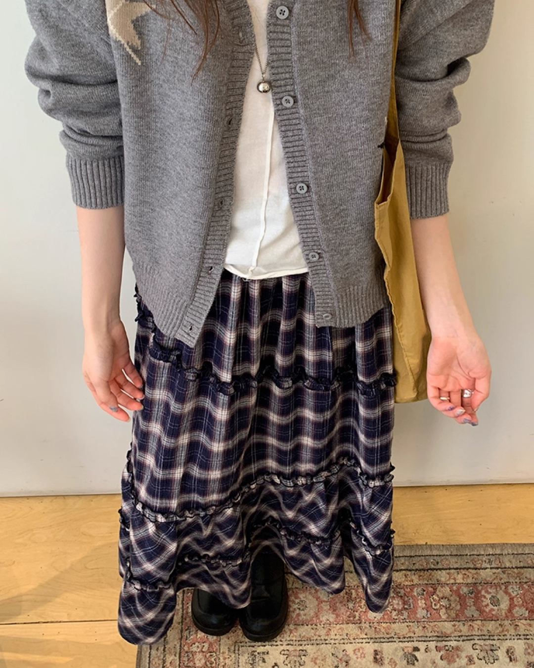 Lace Fabric Check Skirt B0011