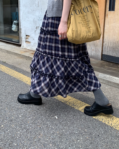 Lace Fabric Check Skirt B0011