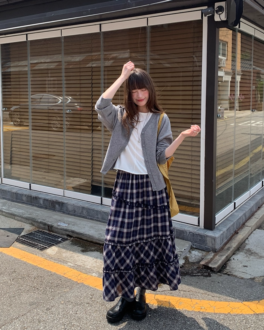 Lace Fabric Check Skirt B0011