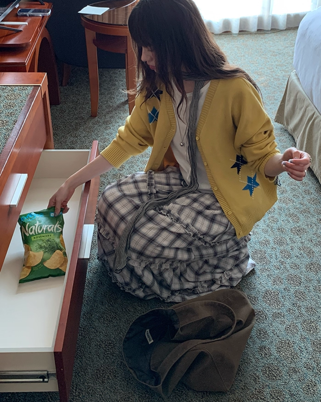 Lace Fabric Check Skirt B0011