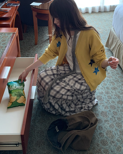 Lace Fabric Check Skirt B0011