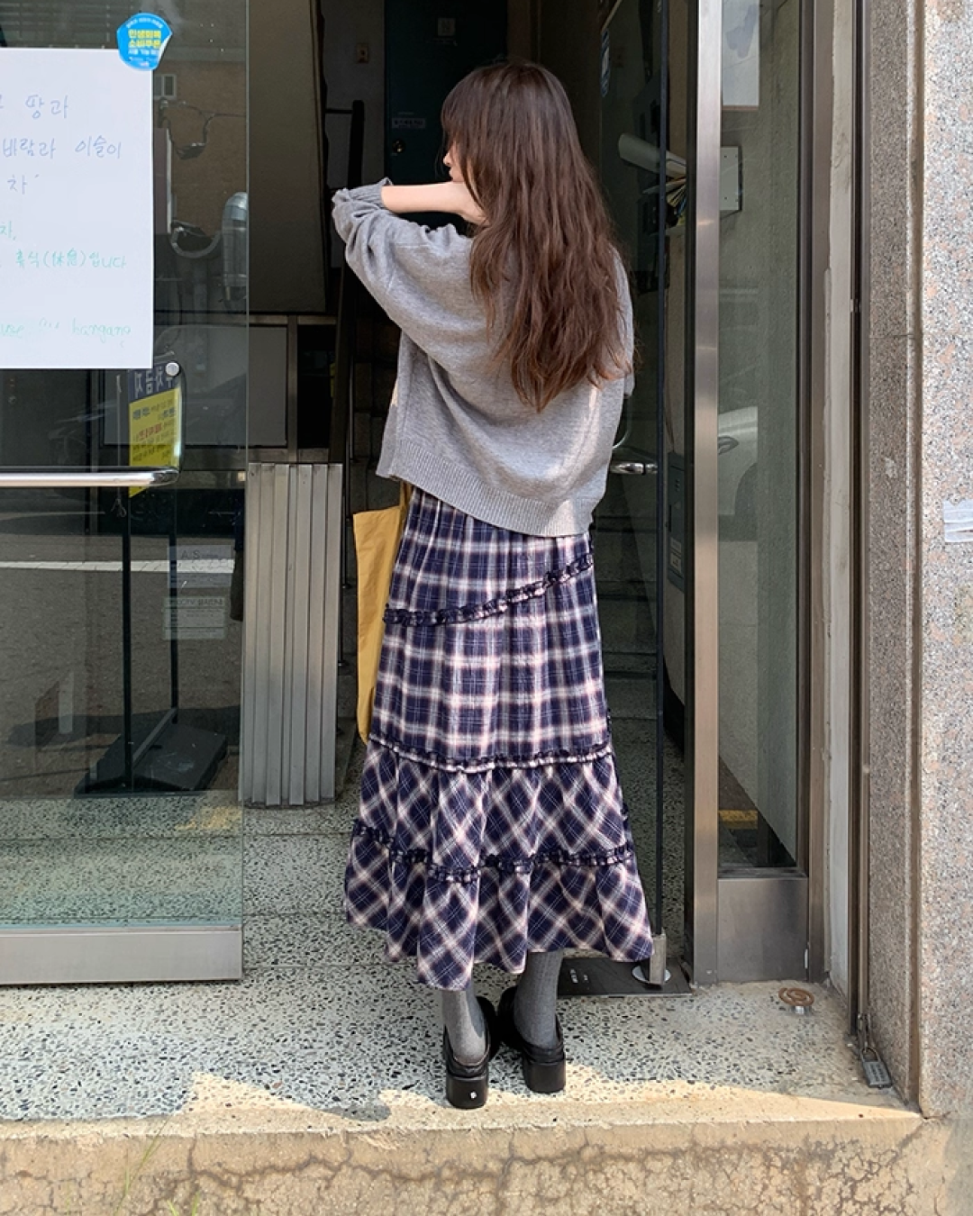 Lace Fabric Check Skirt B0011