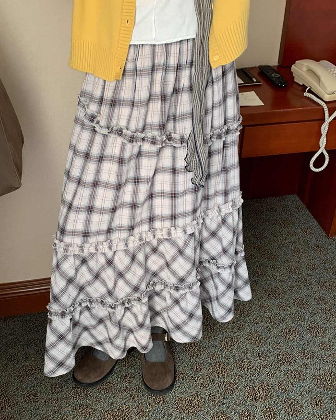 Lace Fabric Check Skirt B0011