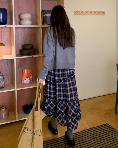 Lace Fabric Check Skirt B0011