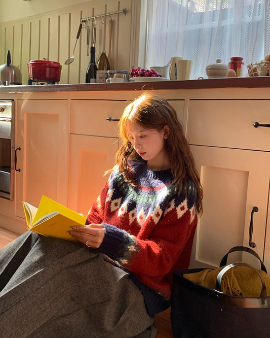 Nordic Pattern Knit Sweater B0012