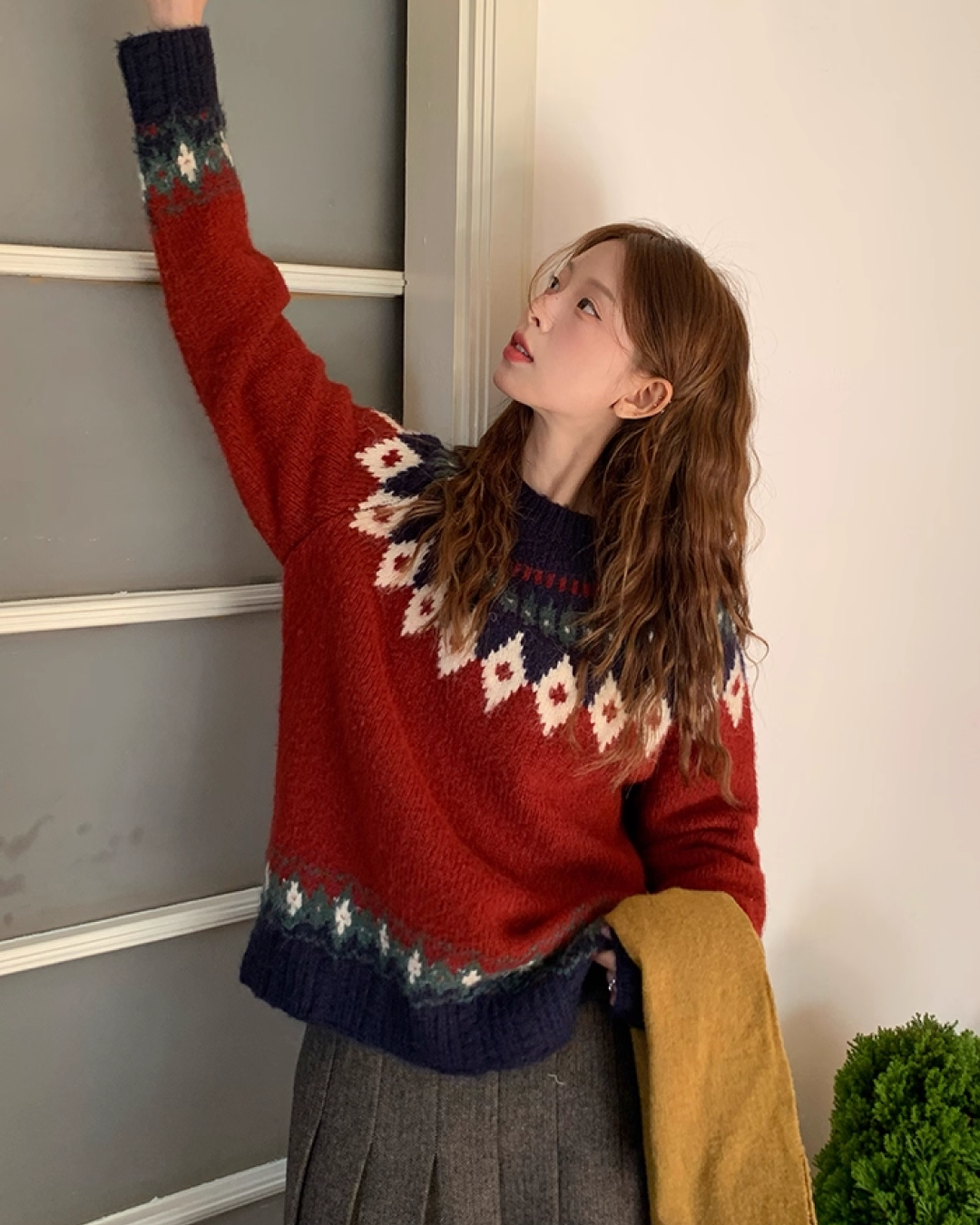 Nordic Pattern Knit Sweater B0012