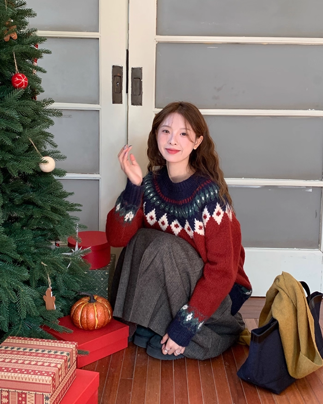 Nordic Pattern Knit Sweater B0012