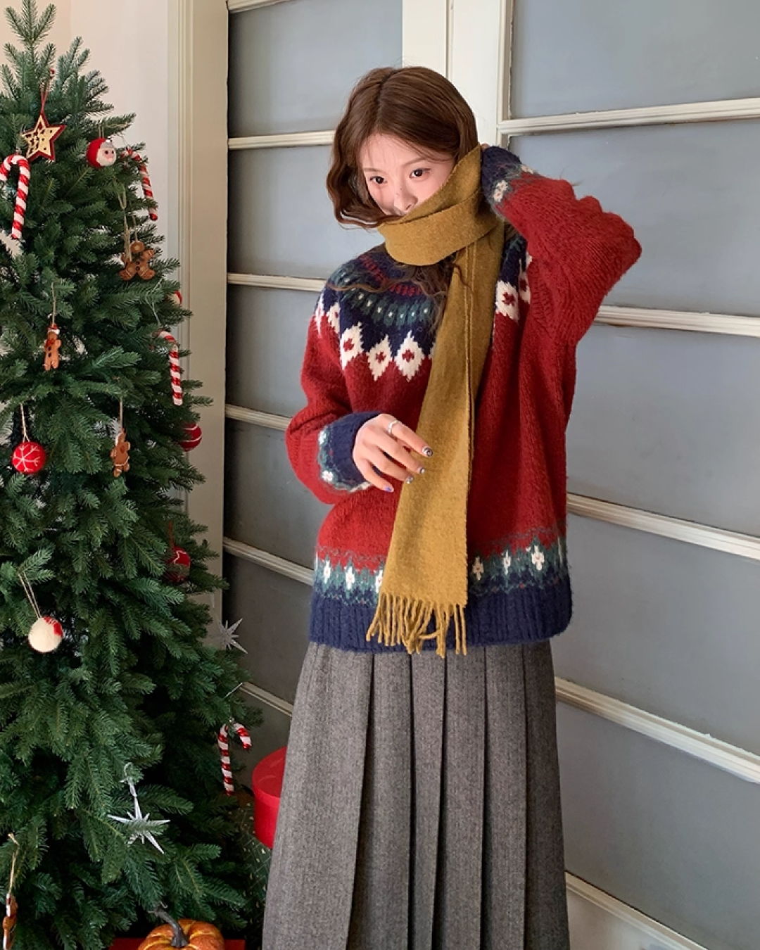 Nordic Pattern Knit Sweater B0012