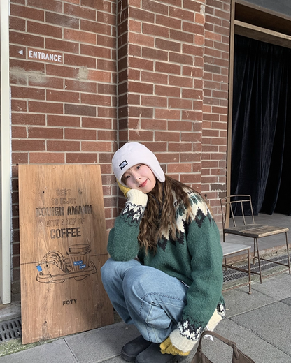 Nordic Pattern Knit Sweater B0012