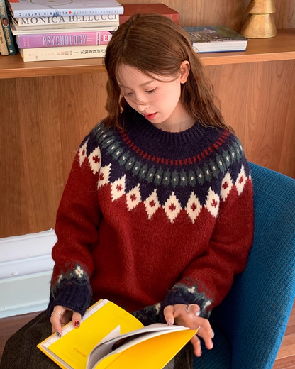 Nordic Pattern Knit Sweater B0012