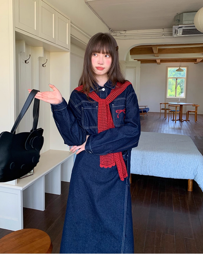 Denim Jacket Skirt Setup  B0016