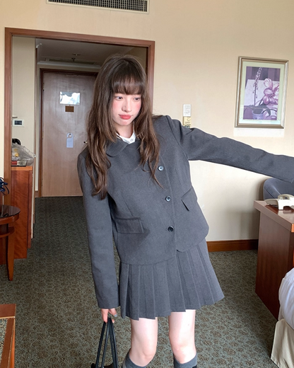 Gray Accent Line Botton Jacket BU0018