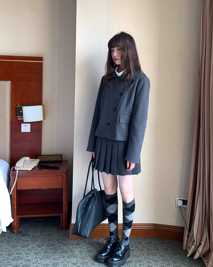 Gray Accent Line Botton Jacket BU0018