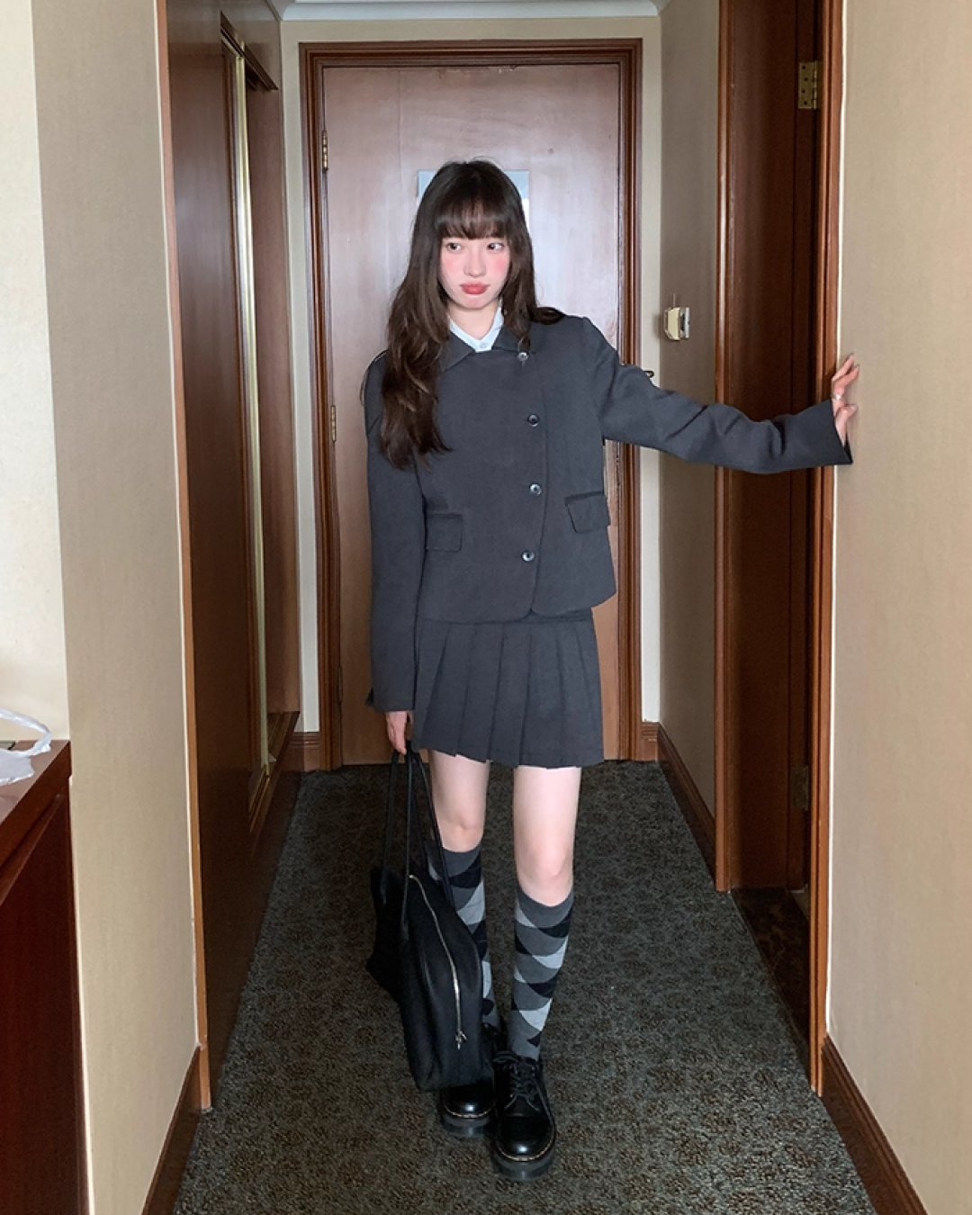 Gray Accent Line Botton Jacket BU0018