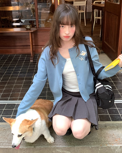 Gray Pleats Mini Skirt B0019