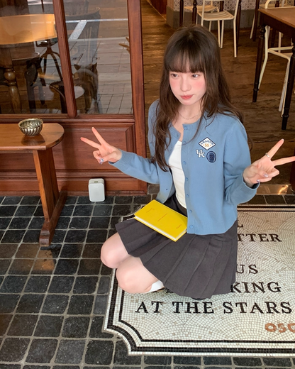 Gray Pleats Mini Skirt B0019