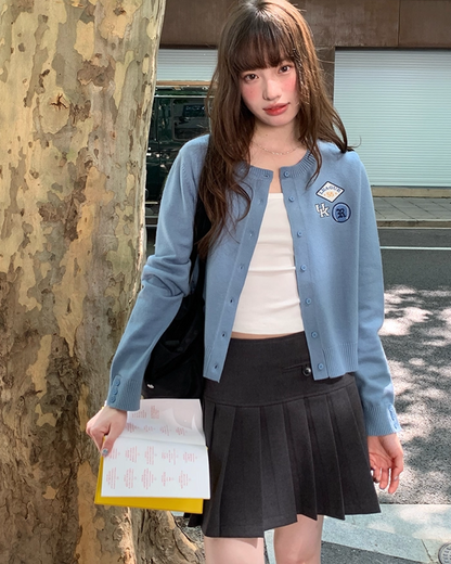 Gray Pleats Mini Skirt B0019