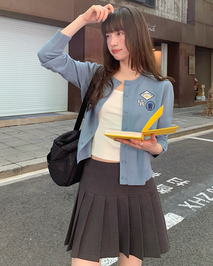 Gray Pleats Mini Skirt B0019