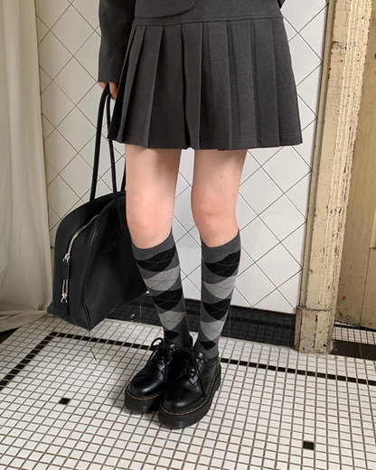 Gray Pleats Mini Skirt B0019