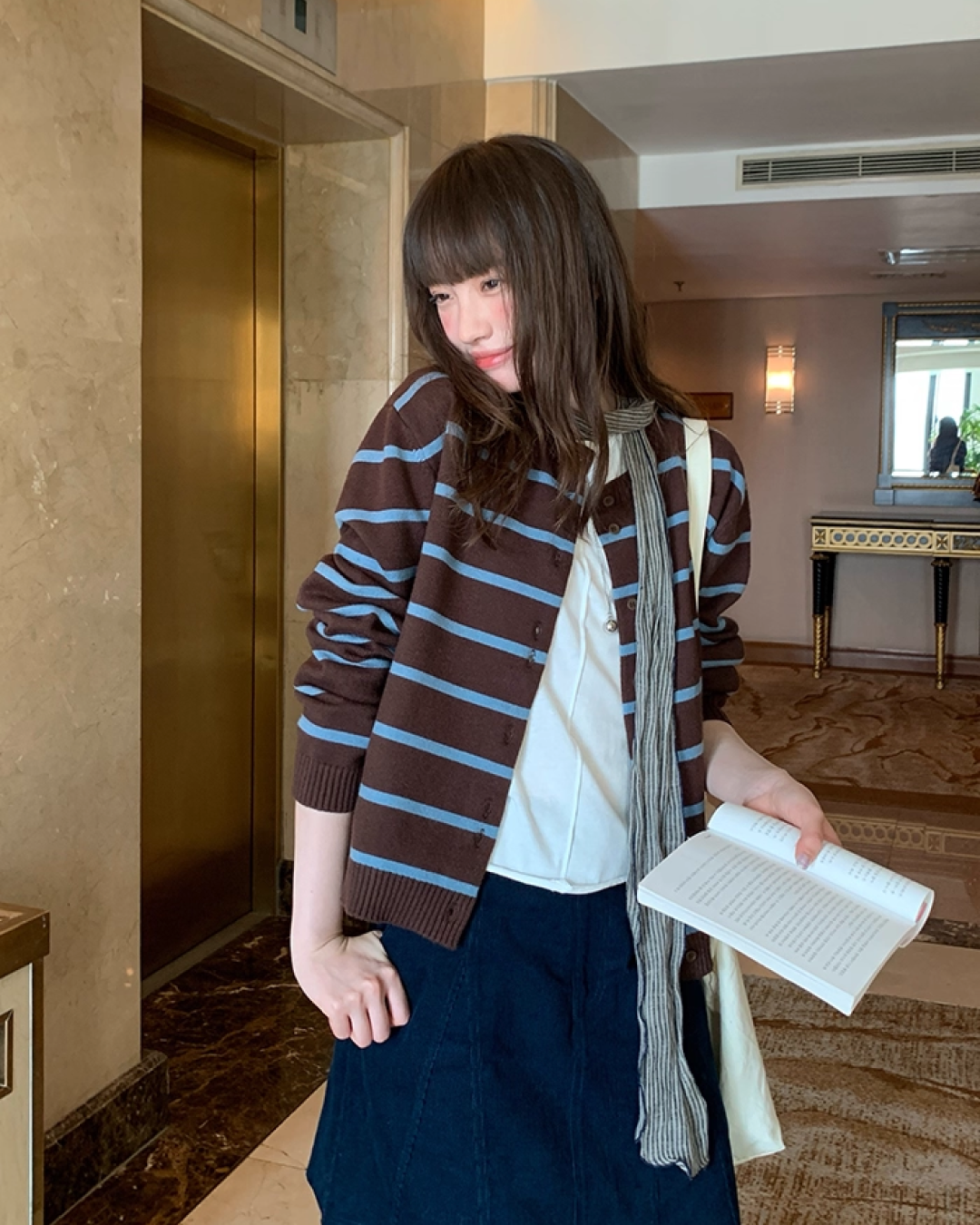 Striped Knit Cardigan B0021