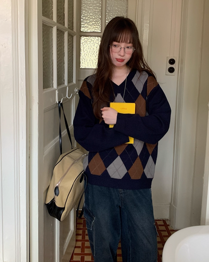 Argyle Knit Sweater B0023