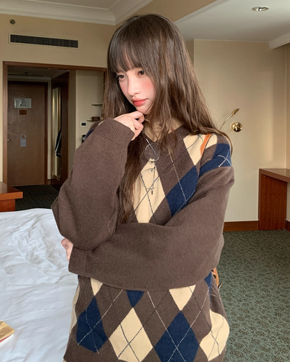 Argyle Knit Sweater B0023