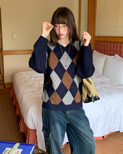 Argyle Knit Sweater B0023
