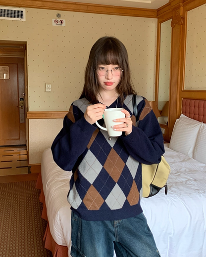 Argyle Knit Sweater B0023