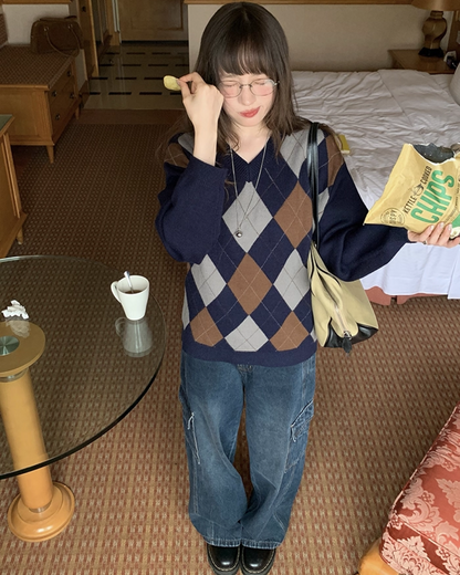 Argyle Knit Sweater B0023