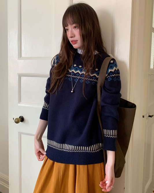 Nordic Pattern Knit Sweater B0024