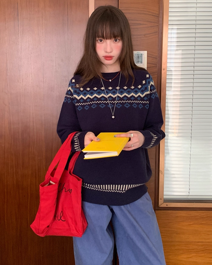 Nordic Pattern Knit Sweater B0024