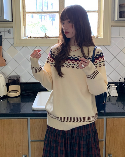 Nordic Pattern Knit Sweater B0024