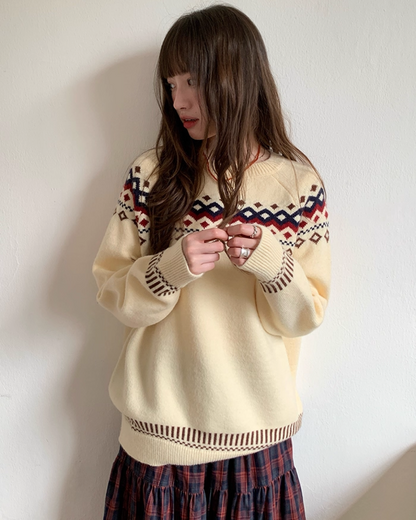Nordic Pattern Knit Sweater B0024