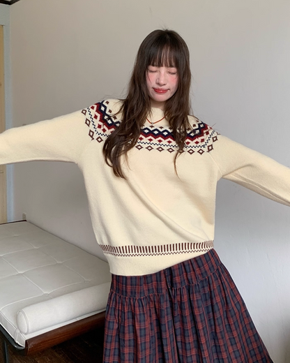 Nordic Pattern Knit Sweater B0024