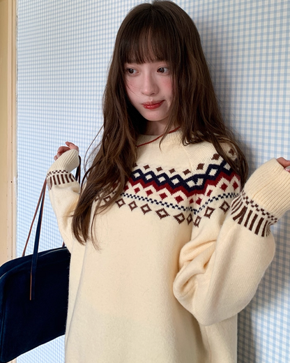 Nordic Pattern Knit Sweater B0024