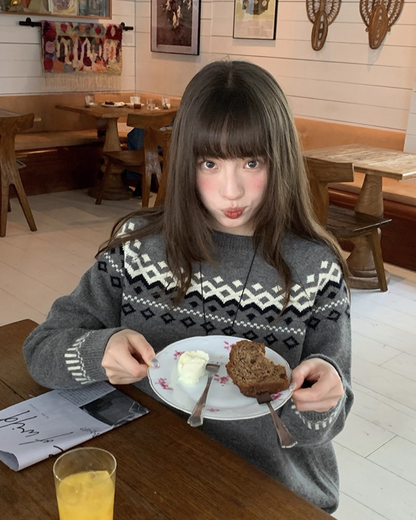 Nordic Pattern Knit Sweater B0024