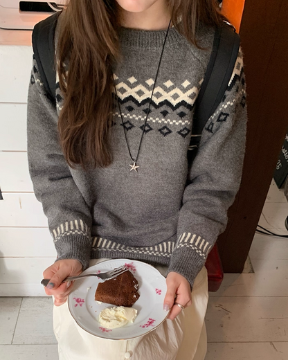 Nordic Pattern Knit Sweater B0024