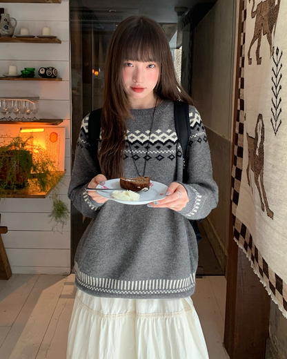 Nordic Pattern Knit Sweater B0024