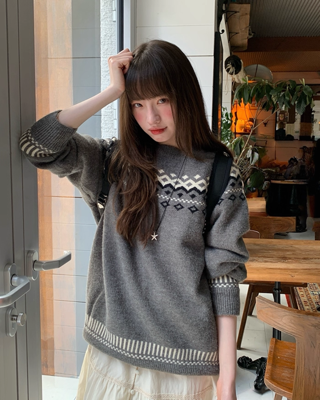 Nordic Pattern Knit Sweater B0024