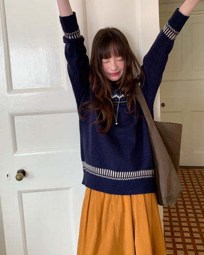 Nordic Pattern Knit Sweater B0024